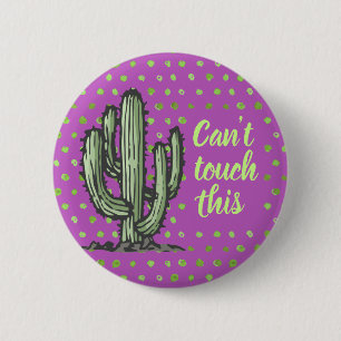 Badge Rond 5 Cm Drôle Cactus Plante Main dessinée Illustration vio