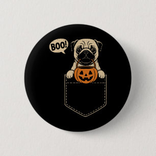 Badge Rond 5 Cm Drôle Carlin Halloween mignon Carlin Poche de chie