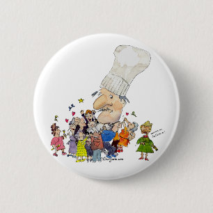 Badge Rond 5 Cm Drôle Cartoon Chef Français