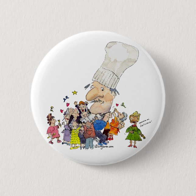 Badge Rond 5 Cm Drôle Cartoon Chef Français (Devant)