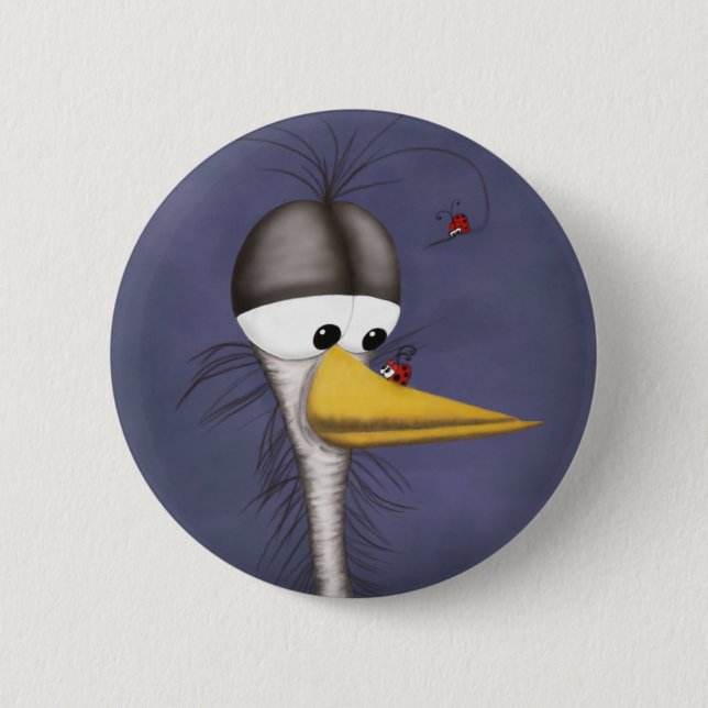 Badge Rond 5 Cm Drôle Cartoon Egret (Devant)