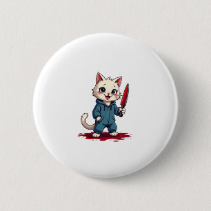 Badge Rond 5 Cm Drôle Cat Horror Films Mignonne Halloween Pour Kit