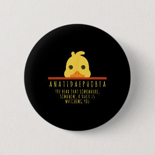 Badge Rond 5 Cm Drôle Chasse Canard Anatidaephobia Ferme Animal Ca