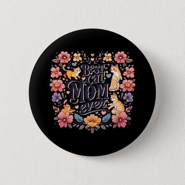 Badge Rond 5 Cm Drôle Chat Graphisme Femmes Mère Chat Kitten Meill (Devant)
