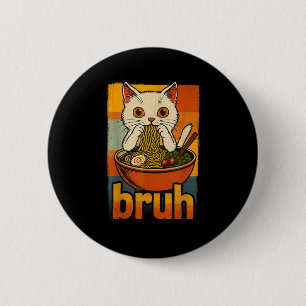 Badge Rond 5 Cm Drôle Chat Manger Japonais Ramen Noodles Hommes Fe
