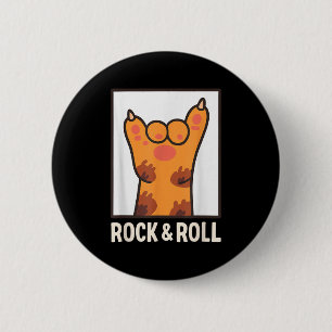 Badge Rond 5 Cm Drôle Chat Paw Rock Et Roll Music Amoureux Maman P