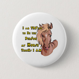 Badge Rond 5 Cm Drôle Cheval