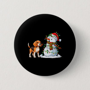 Badge Rond 5 Cm Drôle chien Beagle Snowman feux de Noël Xma