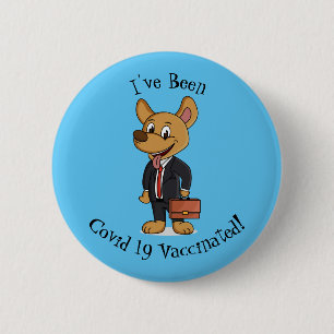 Badge Rond 5 Cm Drôle chien en costume d'entreprise dessin animé
