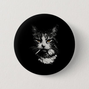 Badge Rond 5 Cm Drôle Cool Chat Fumer Mème Drôle Cat Ga