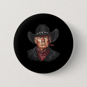 Badge Rond 5 Cm Drôle Cowboy Western Donald Trump Us Drapeau 2024
