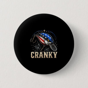 Badge Rond 5 Cm Drôle cranky drapeau américain crankbait patriotiq
