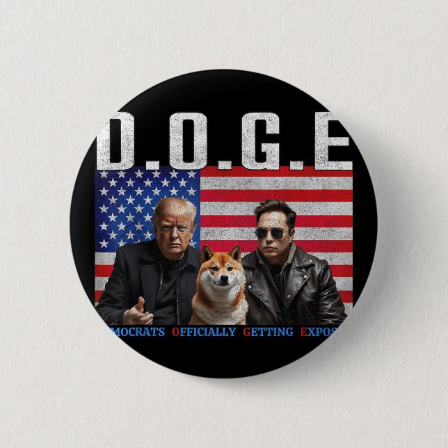 Badge Rond 5 Cm Drôle D.o.g.e Démocrates Doge Obtenir Officielleme (Devant)