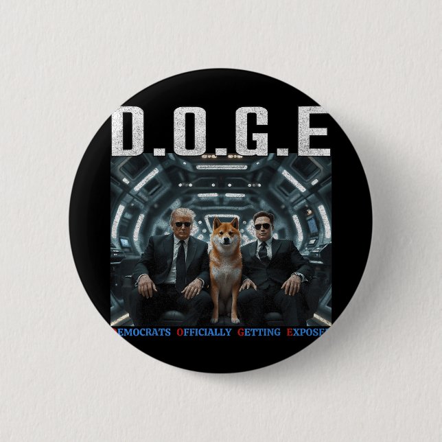 Badge Rond 5 Cm Drôle D.o.g.e Démocrates Doge Officiellement Se Dé (Devant)