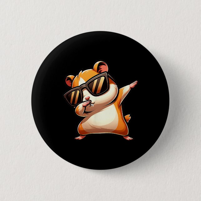 Badge Rond 5 Cm Drôle Dab Animal Dancing Dabbing Hamster meme (Devant)