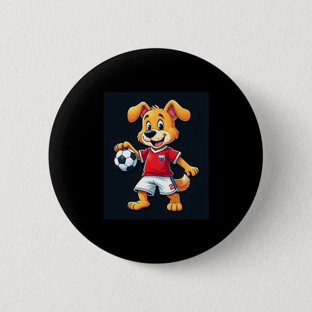 Badge Rond 5 Cm Drôle Dabbing Chien Russie Soccer Jersey Russe Foo (Devant)