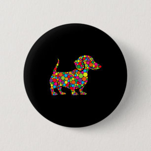 Badge Rond 5 Cm Drôle Dachshund Amoureux de les chiens Polka Dot H