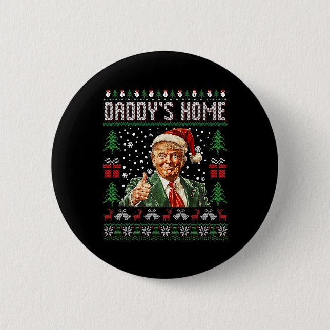 Badge Rond 5 Cm Drôle Daddy's Home Trump laide pull de Noël Xm (Devant)