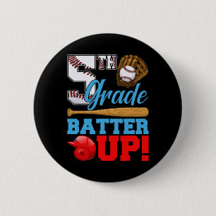 Badge Rond 5 Cm Drôle de 5e année Batteur de baseball Premier jour