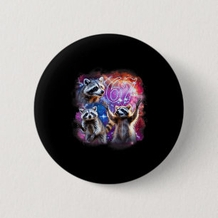 Badge Rond 5 Cm Drôle de 67 Meme Raton laveur Hurle à la Lune Six