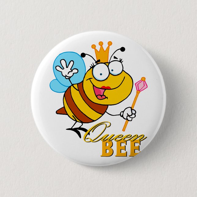 Badge Rond 5 Cm drôle de bande dessinée queen bee avec texte (Devant)