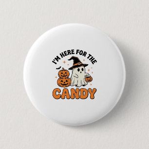 Badge Rond 5 Cm Drôle de bonbon Halloween Fantôme Citrouille Desig