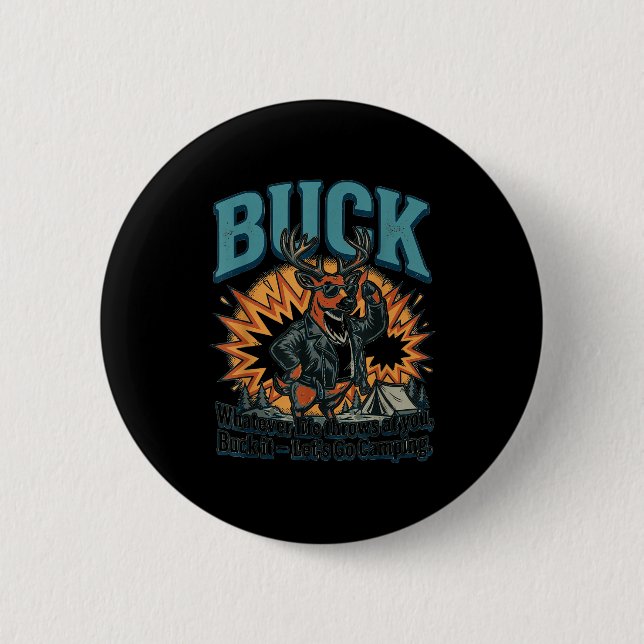 Badge Rond 5 Cm Drôle de buck – allons camper  (Devant)
