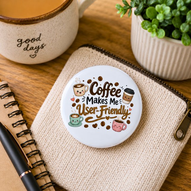 Badge Rond 5 Cm Drôle de café me rend convivial  (Créateur téléchargé)