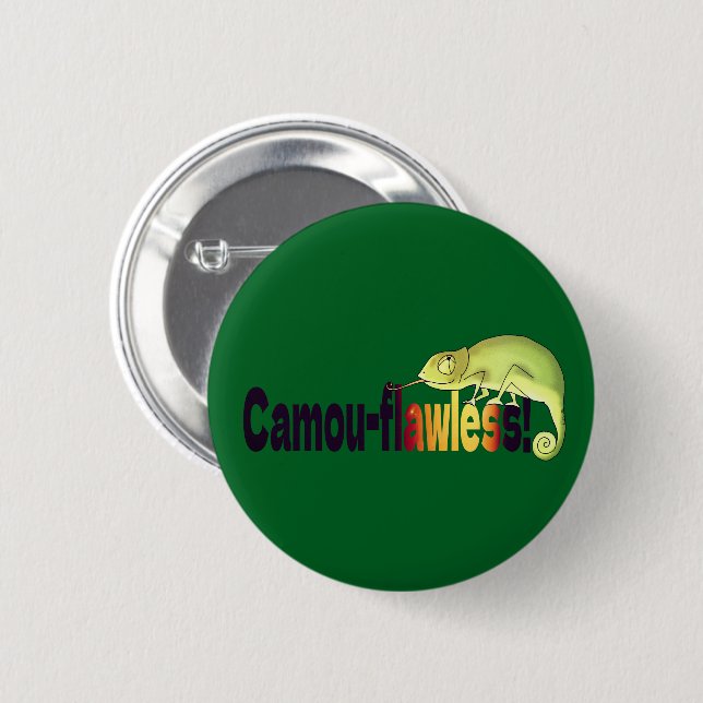 Badge Rond 5 Cm Drôle de Camou-flawless Pun de Caméléon (Devant & derrière)