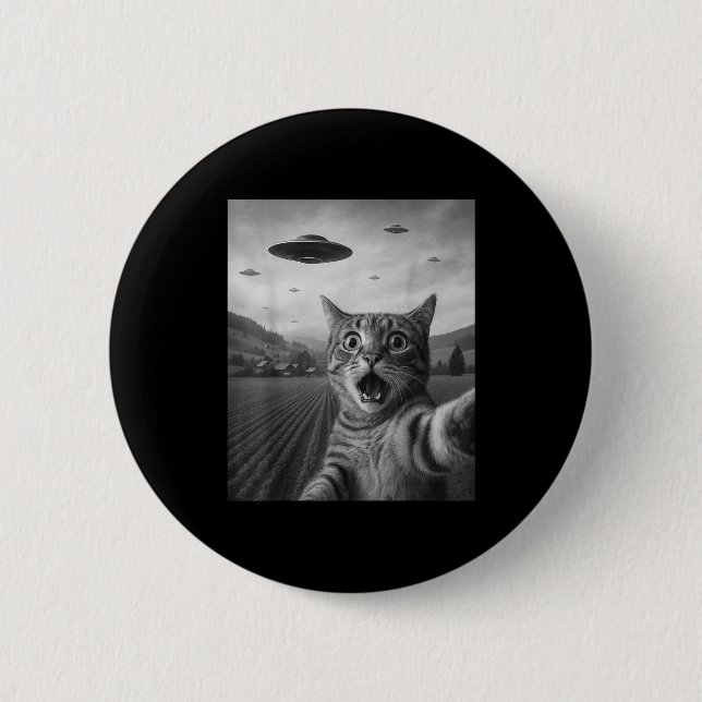 Badge Rond 5 Cm Drôle de chat éd surpris selfie avec un chat extra (Devant)