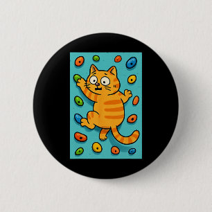 Badge Rond 5 Cm Drôle de chat grimpeur de rochers mur d'escalade B