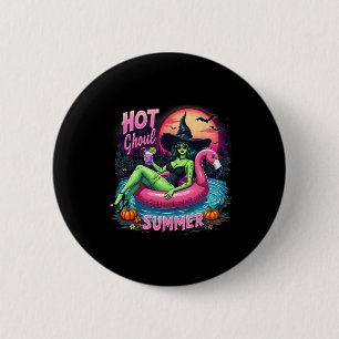 Badge Rond 5 Cm Drôle de Chaud Ghoul Été Summerween Vibes Squelett
