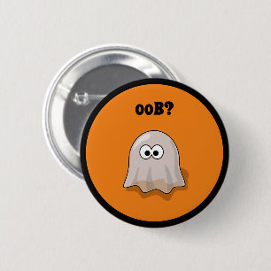 Badge Rond 5 Cm Drôle de fantôme d'Halloween dit Boo à l'envers