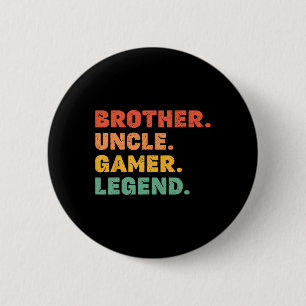 Badge Rond 5 Cm Drôle de frère gamer oncle légende du jeu vintage