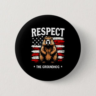 Badge Rond 5 Cm Drôle de Jour de la marmotte, Respectez la Marmott
