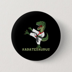 Badge Rond 5 Cm Drôle de karaté dinosaure Karatesaurus T-rex Graph