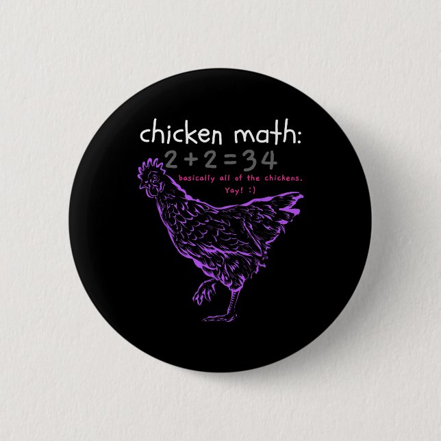 Badge Rond 5 Cm Drôle de maths de poulet  (Devant)