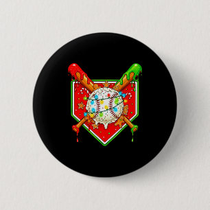 Badge Rond 5 Cm Drôle de Noël Baseball Crème Glacée Dégoulinant Ho