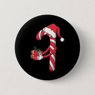 Badge Rond 5 Cm Drôle de Noël Canne en bonbon Santa Xmas Enfants F