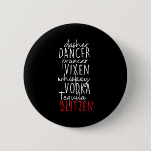 Badge Rond 5 Cm Drôle de Noël Dasher Danseur Prancer Vixen Whiske