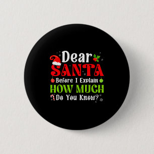 Badge Rond 5 Cm Drôle de Noël Enfants Garçons Filles Cher Père Noë