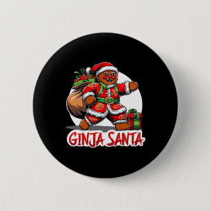 Badge Rond 5 Cm Drôle de Noël Ginja Roux Ginger Santa 1 