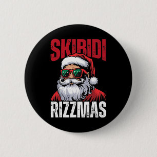 Badge Rond 5 Cm Drôle de Noël Rizz Père Noël Skibidi Rizzmas 2