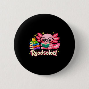 Badge Rond 5 Cm Drôle de petit axolotl bibliophile readsolotl lit