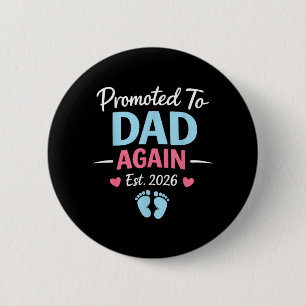 Badge Rond 5 Cm Drôle de promotion Papa 2026 Annonce de nouveau bé