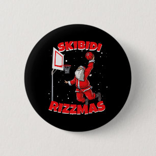 Badge Rond 5 Cm Drôle de Skibidi Rizzmas Noël Rizz Père Noël B