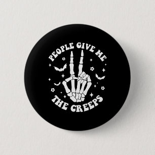Badge Rond 5 Cm Drôle de squelette de Halloween Main Les gens me d