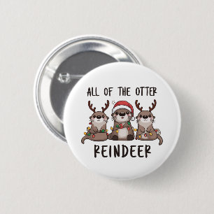 Badge Rond 5 Cm Drôle de tous les animaux de Noël rennes loutre