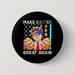 Badge Rond 5 Cm Drôle de Trump Faire Pâques Grande Again Lapin Cha