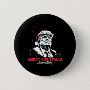 Badge Rond 5 Cm Drôle de Trump Joyeux Noël Flocon de neige